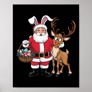 Poster Páscoa Engraçada Papai Noel Com Olhos De Coelhinho