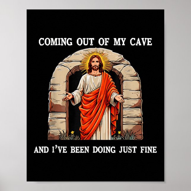 Poster Páscoa Engraçado Jesus Saindo Da Minha Caverna... (Frente)
