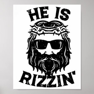 Poster Páscoa Jesus Ele Está Rizzin Ressuscitou Diversão 