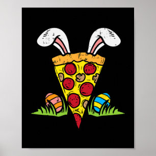 Poster Páscoa Pizza Fatia Coelhinho Ouvem Diversão Comida