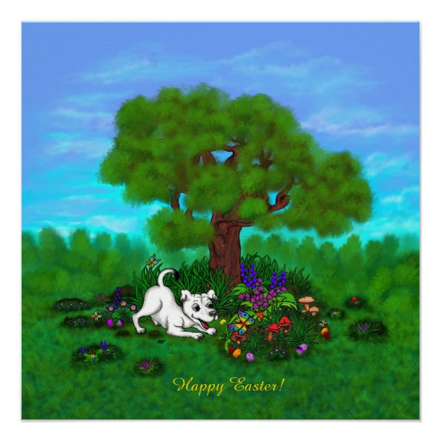 Póster Páscoa - Puppy Capo e borboleta (Frente)