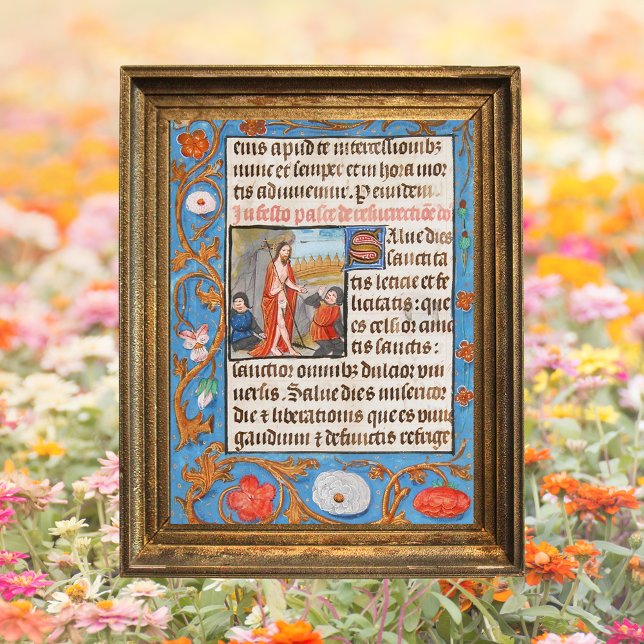 Poster Páscoa Ressurreição Cristã Católica Medieval (Religious Medieval Christian Catholic Resurrection of Jesus Christ is risen Pacha Easter Poster)