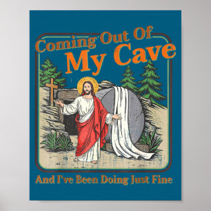 Poster Páscoa saindo da caverna jesus gráfico homens mulh