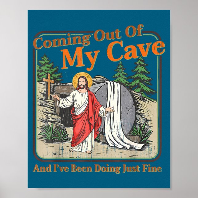 Poster Páscoa saindo da caverna jesus gráfico homens mulh (Frente)