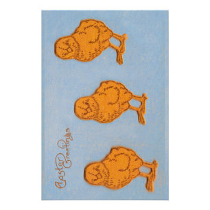 Póster Páscoa saudações Pintinhos Azul