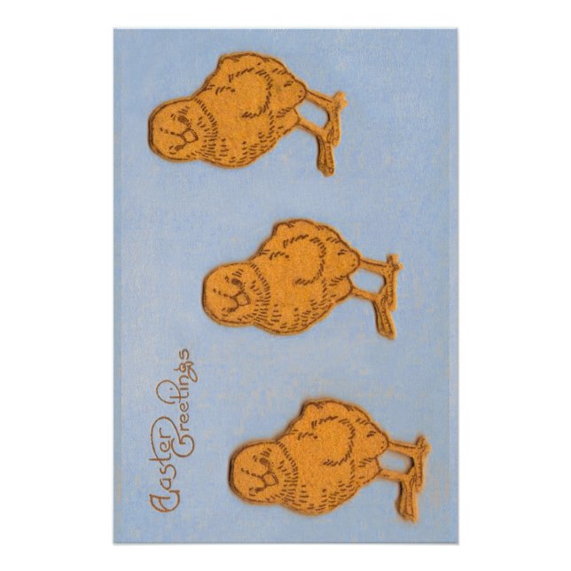 Póster Páscoa saudações Pintinhos Azul (Frente)