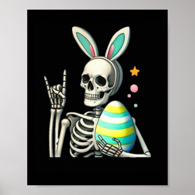 Poster Páscoa Skeleton Bunny Rock Hand Boys Kids M (Frente)