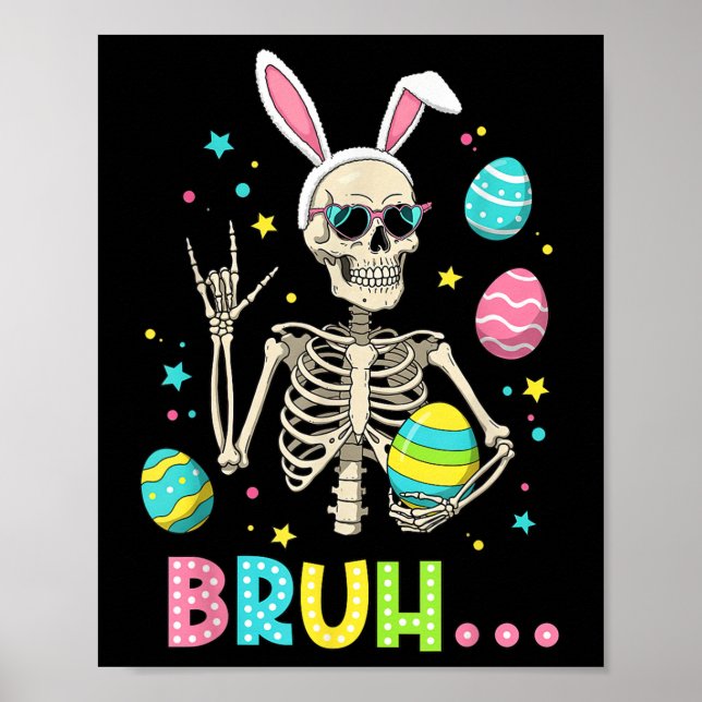 Poster Páscoa Skeleton Bunny Rock Hand Rocker Men Adolesc (Frente)