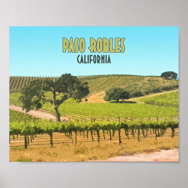 Poster Paso Robles California Vineyard Vintage (Frente)