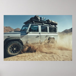 Poster Passagem de 4x4 por estrada de dunas de areia na Á