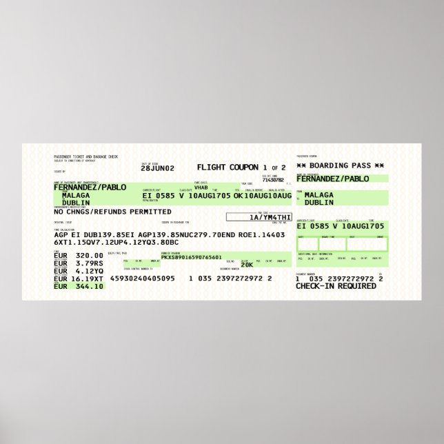 Poster Passagem de Embarque - Retro (Frente)