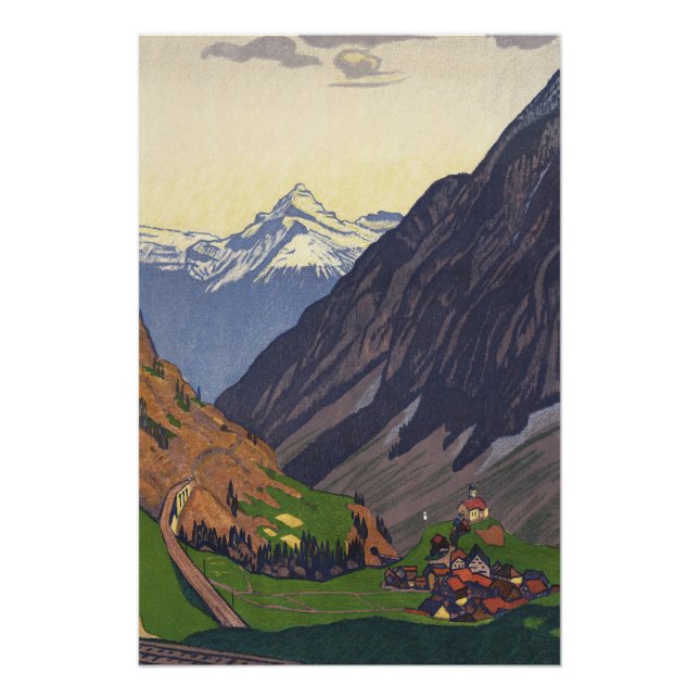 Póster Passagem de montanha em Gotthard nos Alpes (Frente)