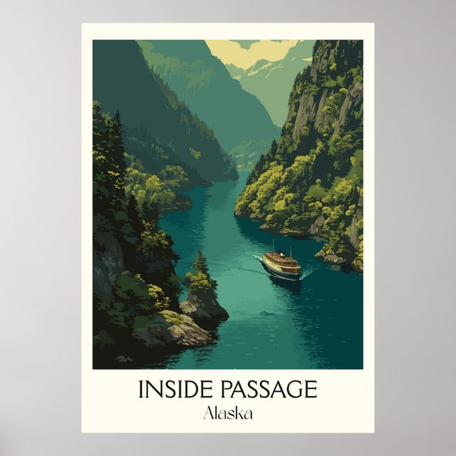Poster Passagem Interna do Alasca Barca Fjord (Frente)