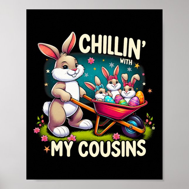 Poster Passando o tempo com meus primos Feliz Páscoa Famí (Frente)