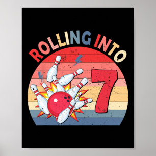 Poster Passando Para 7 Boliches Aniversário 7 Anos Crianç