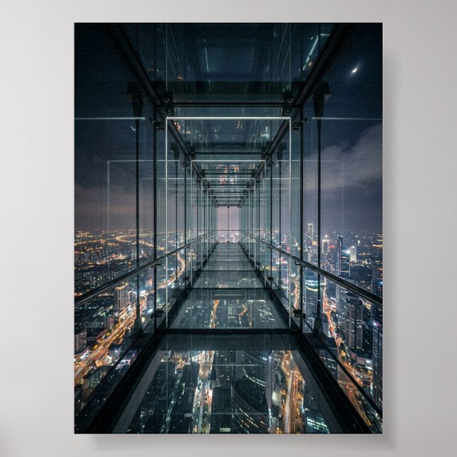 Poster Passarela de Vidro Sobre a Cidade de Neon (Frente)