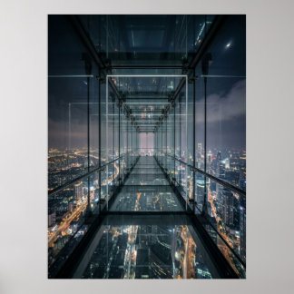Poster Passarela de Vidro Sobre a Cidade de Neon