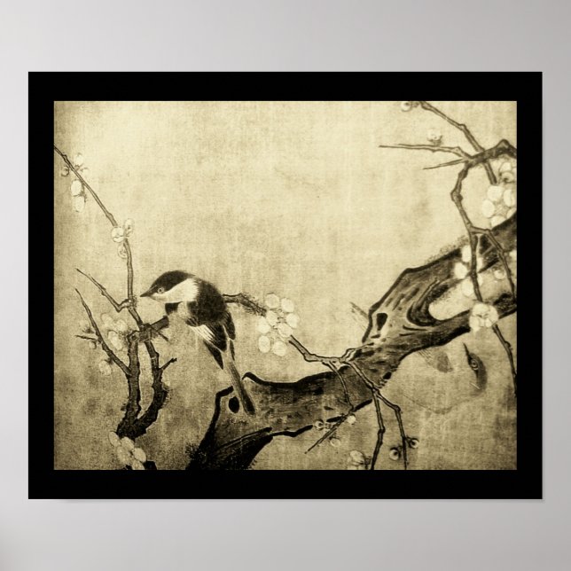 Poster PASSARINHO DA PRIMAVERA E ÁRVORE DE FLORES Marrom  (Frente)
