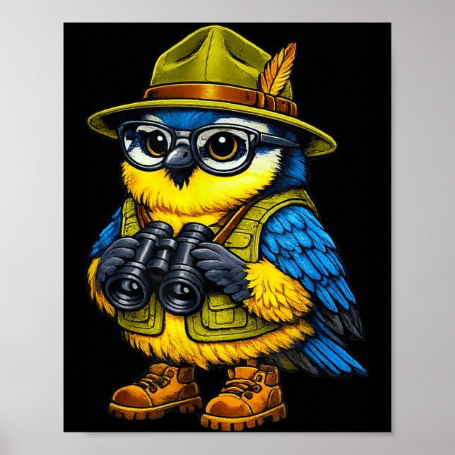 Poster Passarinho Engraçado Observador Amante de Observaç (Frente)