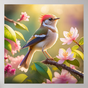 Poster Passarinho Fantasia Cabeça Vermelha Peito Buffer