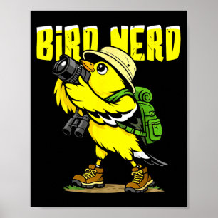 Poster Passarinho nerd engraçado observando pássaros amer