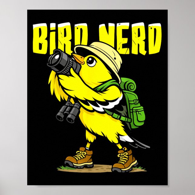 Poster Passarinho nerd engraçado observando pássaros amer (Frente)