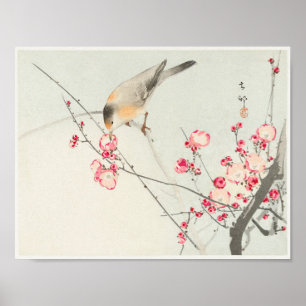 Poster Passarinho no Ramal do Blossom por Ohara Koson