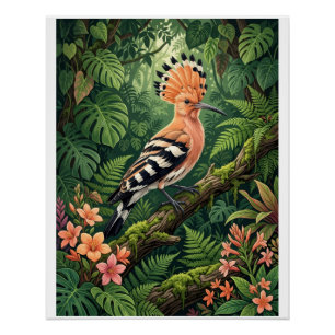 Póster Passarinho Poupaço Galho Tropical Botânico Vida Se