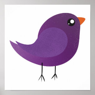 Poster passarinho roxo fofo