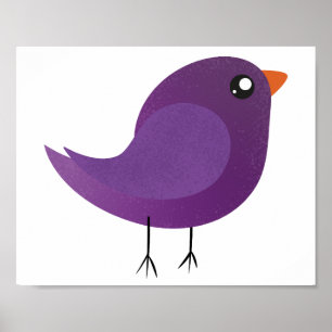 Poster passarinho roxo fofo