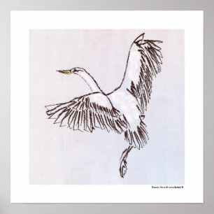 Poster Pássaro a voar A ilustração do céu de Cinzas Azuis