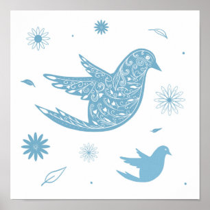 Poster Pássaro Azul de Paisley