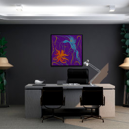 Póster Pássaro Azul Gráfico e Pássaro do Paraíso