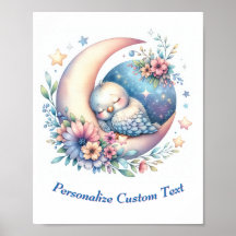 Pássaro Bebê Fofo Personalizado Dormindo na Lua