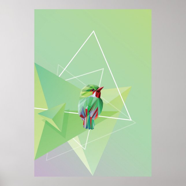 Poster Pássaro Cantador em Verde Abstrato (Frente)