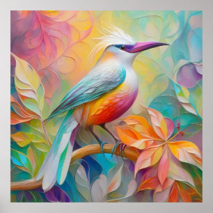 Poster Pássaro da fantasia vermelho-rosa-bico