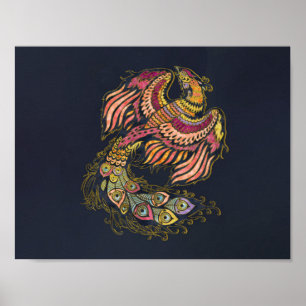 Póster Pássaro de Phoenix da aguarela