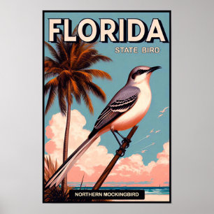 Poster Pássaro do Estado da Flórida - Norte Mockingbird V