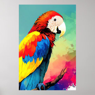 Poster Pássaro-do-papagaio Natureza Selvagem Pintura de C