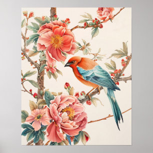 Poster Pássaro e Flores