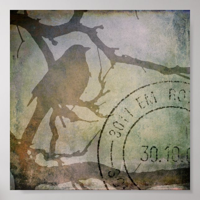 Póster Pássaro em uma ramificação (Frente)