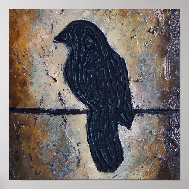 Póster Pássaro Esculpido num Fio (Frente)