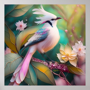 Poster Pássaro Fantasia Branca - Blush Tail Jay