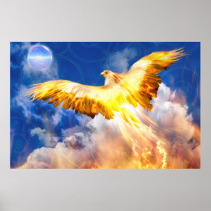 Poster Pássaro Fênix ERGA-SE ACIMA DE SUAS TRIBULAÇÕES