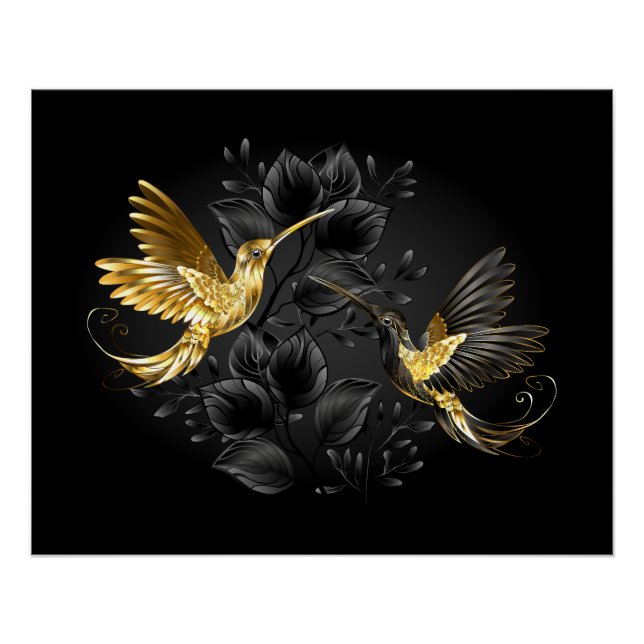 Póster Pássaro Humino Negro e Dourado (Frente)
