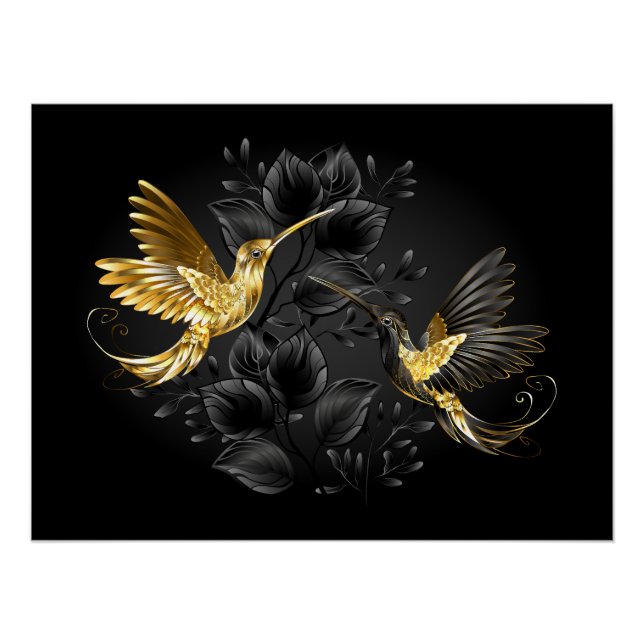 Póster Pássaro Humino Negro e Dourado (Frente)