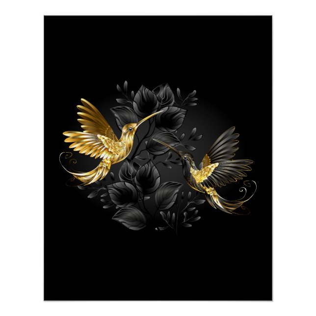 Póster Pássaro Humino Negro e Dourado (Frente)