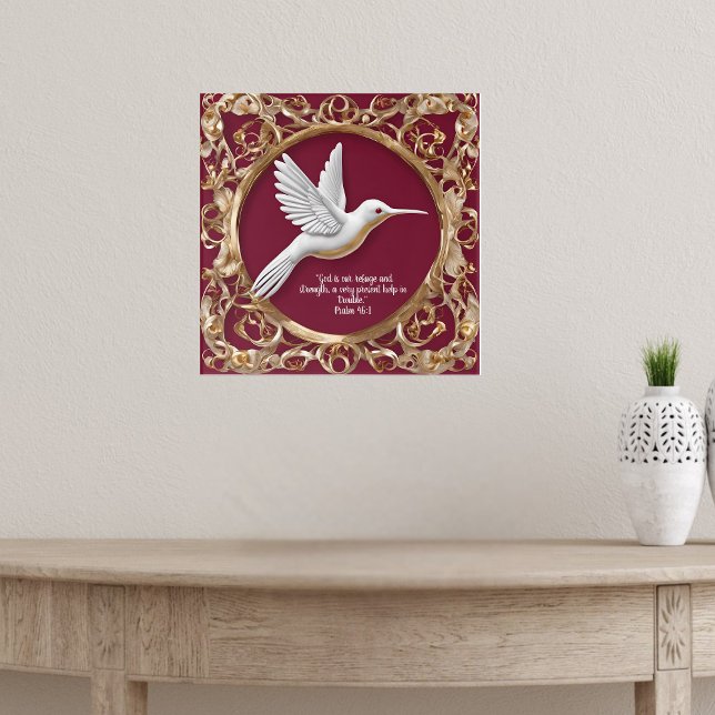 Poster Pássaro Humm Branco em Vermelho (Criador carregado)