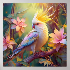 Poster Pássaro Iridescente Wing Cockatiel Fantasy