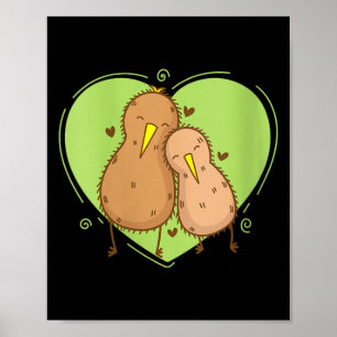 Poster Passaro Kiwi Feminino está Apaixonado Fruta Kiwi A